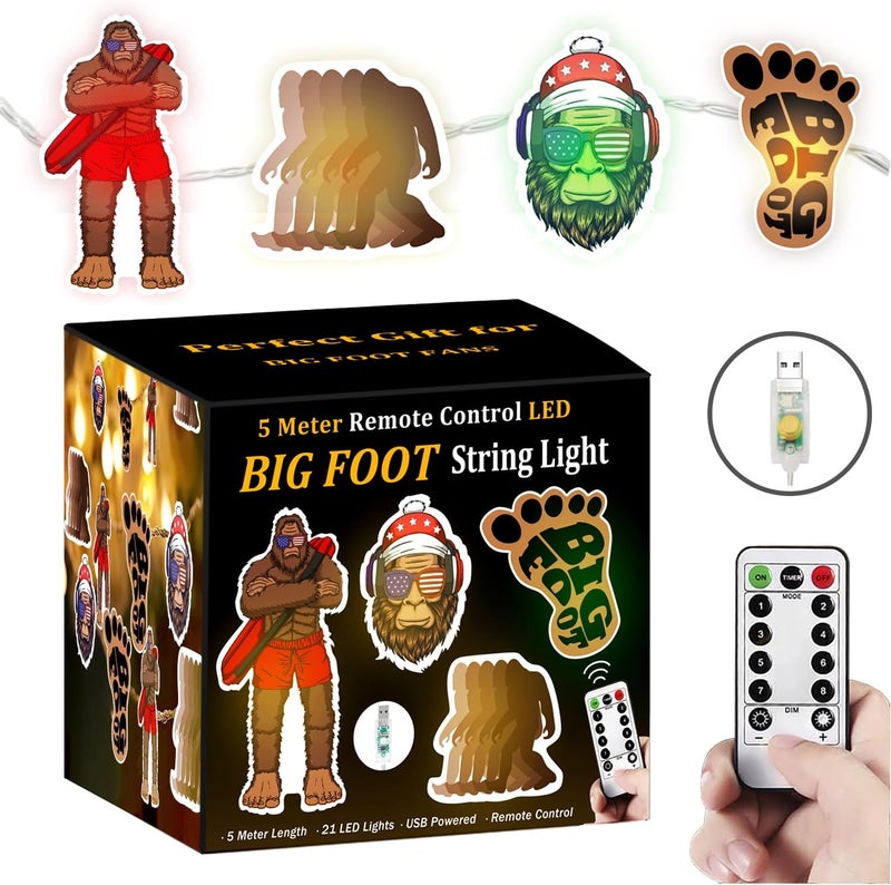 Haigoo Sasquatch String Lights,Sasquatch Gifts for Men Women,16.5ft USB Operated Lights with Remote&Timer,Travel Trailer Party Lights for RV Awnings,Campsite Décor,Camping,Bedroom,Birthday Party - Image 1